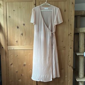Oak and fort midi pale pink wrap dress